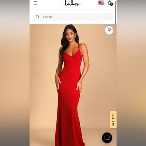 Backless Red Mermaid Maxi Dress